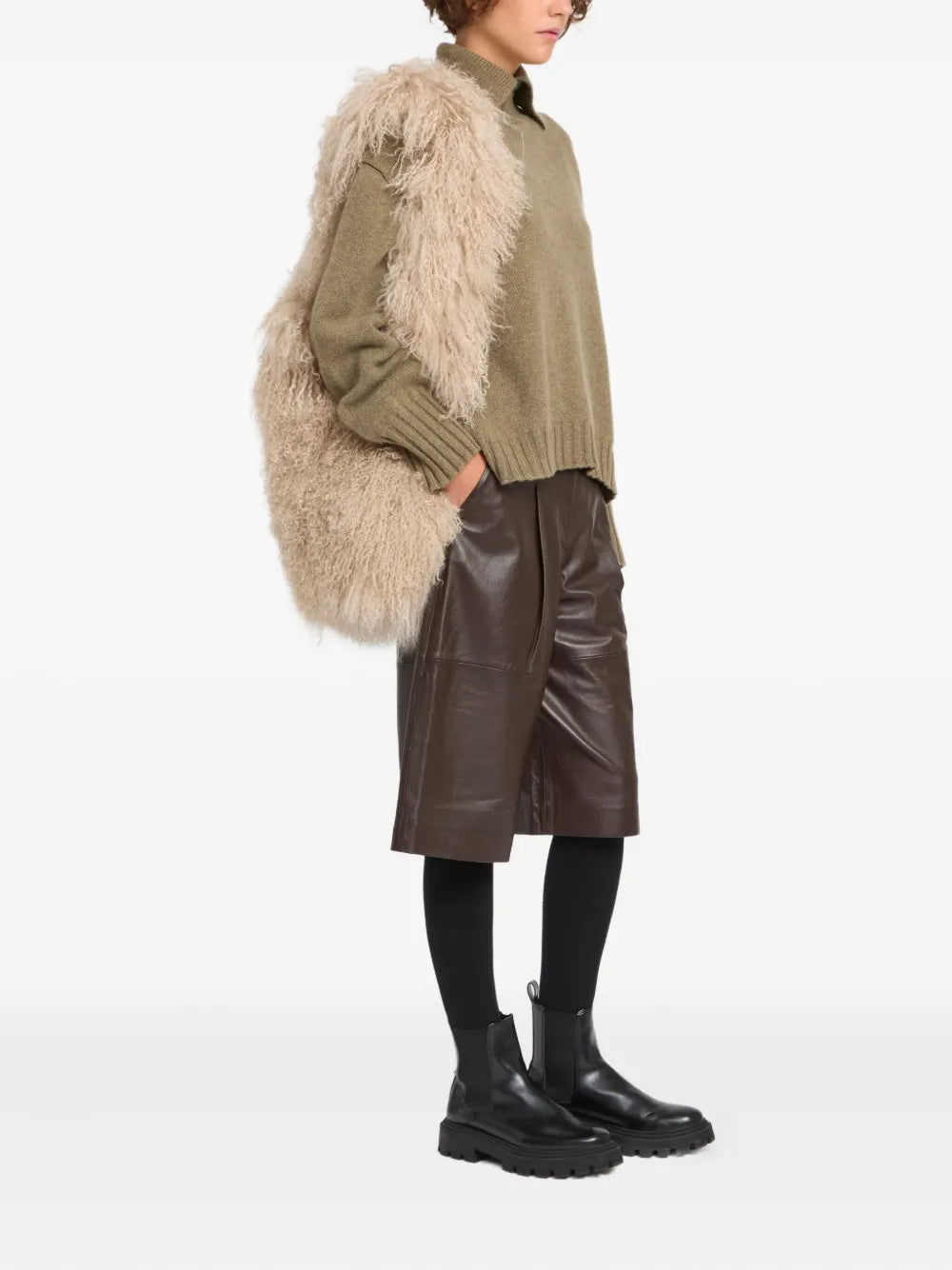 Yves Salomon Shearling Shoulder Bag — Same as shown — Size One Size — Side View