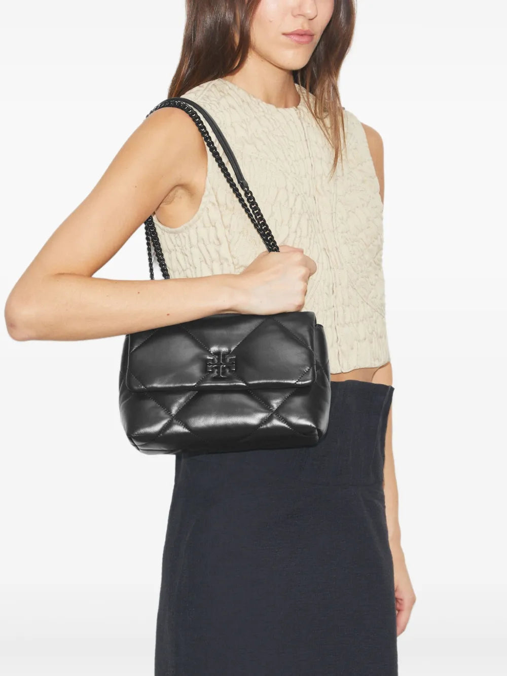 Tory Burch Kira Quilted Leather Shoulder Bag — Same as shown — Size One Size — Side View