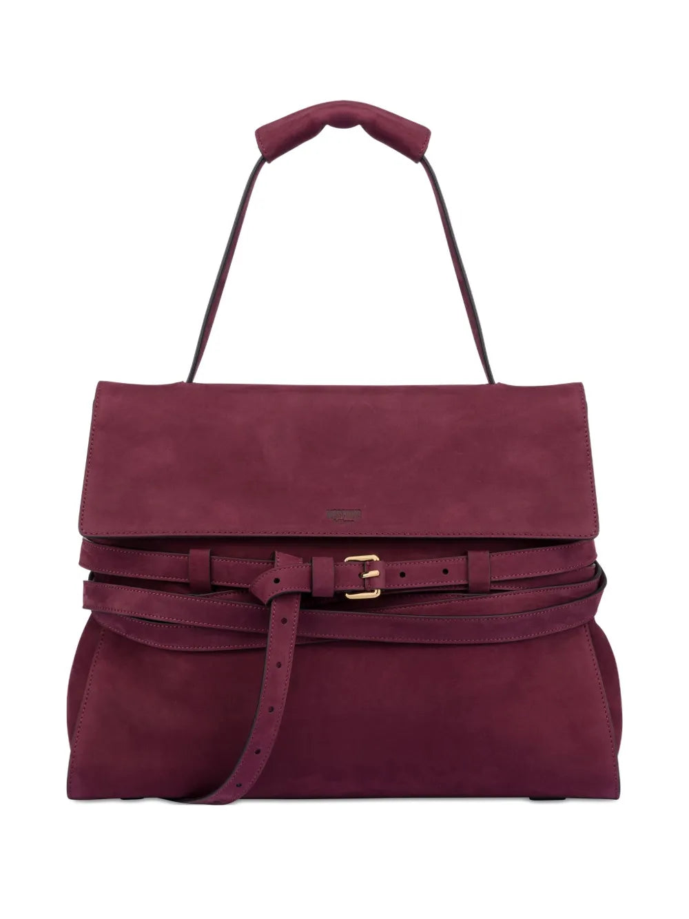 Moschino Medium Tie Me Suede Shoulder Bag — Same as shown — Size One Size — Front View