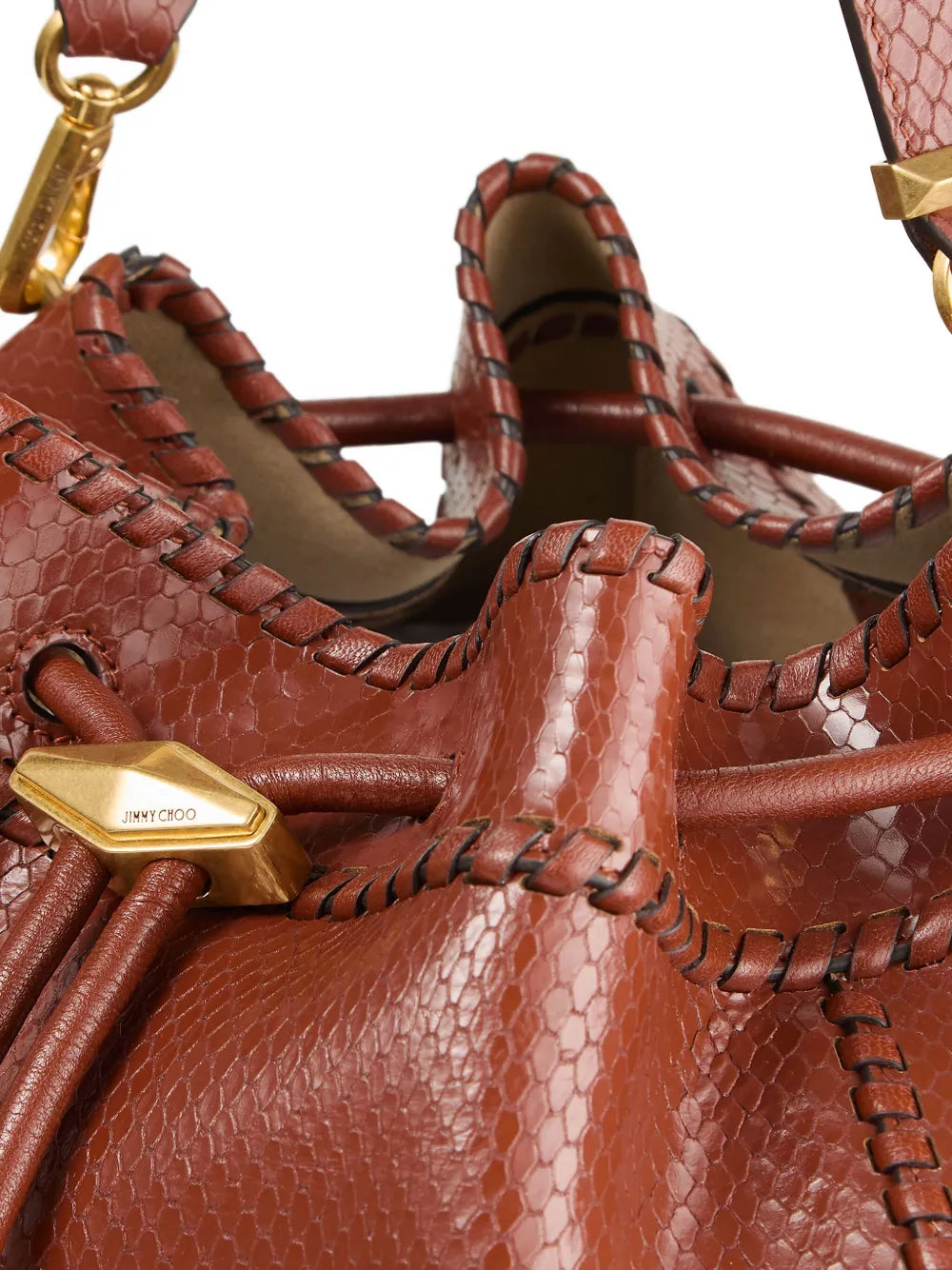 Jimmy Choo Cinch M Snakeskin Effect Leather Shoulder Bag — Same as shown — Size One Size — Top View