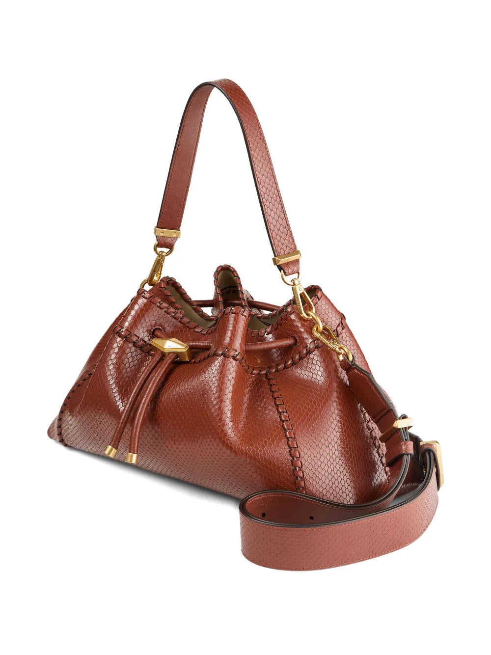 Jimmy Choo Cinch M Snakeskin Effect Leather Shoulder Bag — Same as shown — Size One Size — Back View