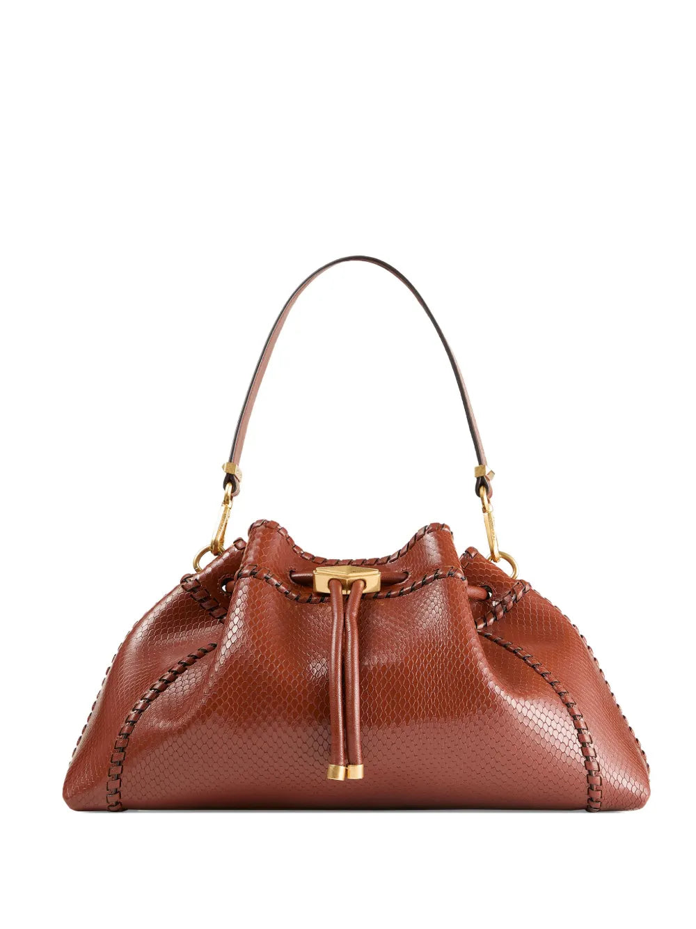 Jimmy Choo Cinch M Snakeskin Effect Leather Shoulder Bag — Same as shown — Size One Size — Front View