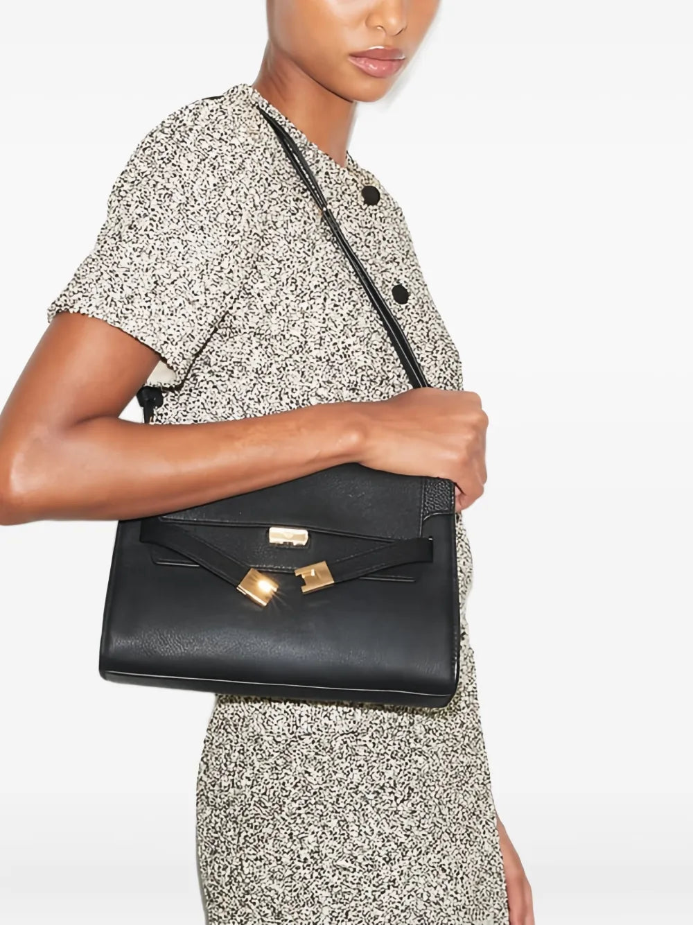 Tory Burch Lee Radziwill Pebble Leather Flap Shoulder Bag — Same as shown — Size One Size — Side View