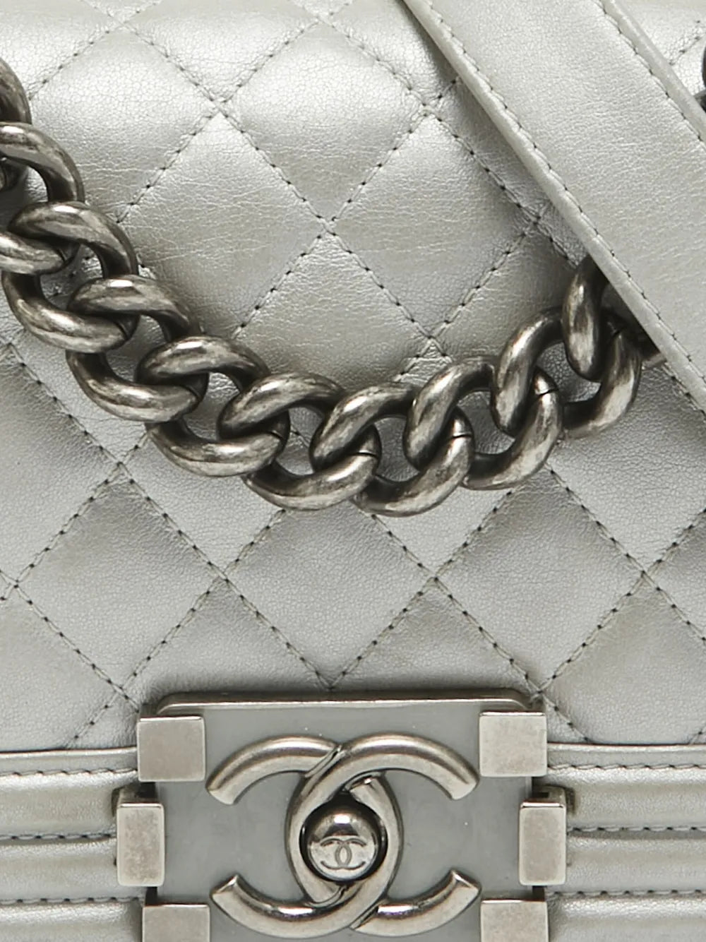 Chanel Pre Owned 2024 Mini Boy Chanel Quilted Leather Shoulder Bag — Same as shown — Size One Size — Detail View