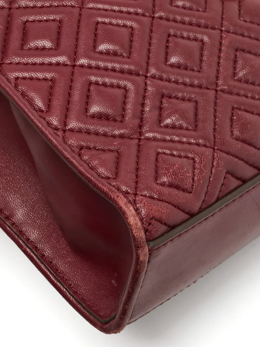 Tory Burch Pre Owned Diamond Quilting Leather Shoulder Bag — Same as shown — Size One Size — Back View