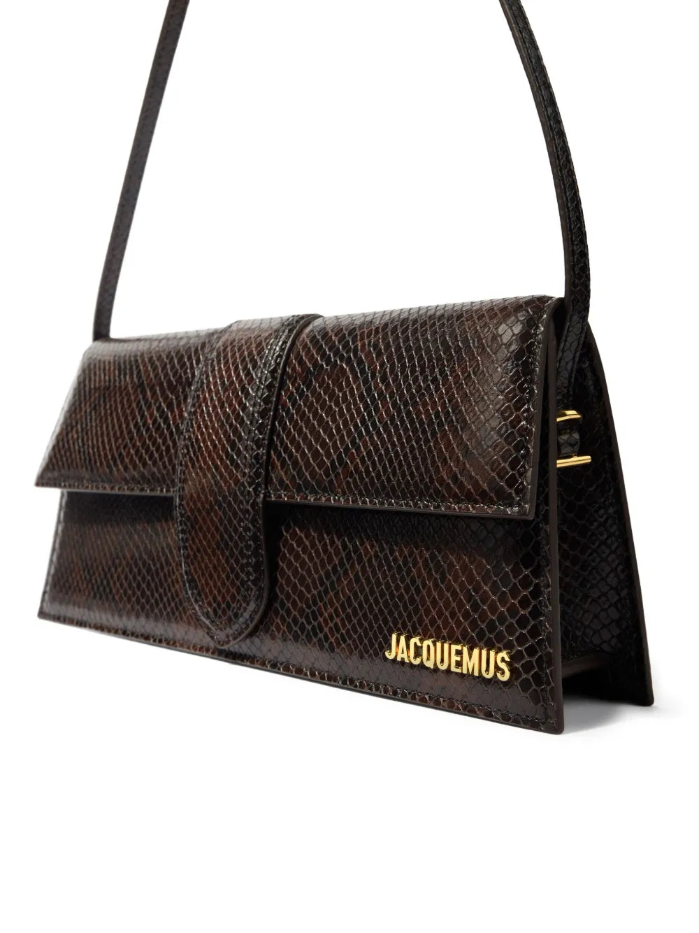Jacquemus Le Chouchou Snakeskin Leather Flap Shoulder Bag — Same as shown — Size One Size — Back View