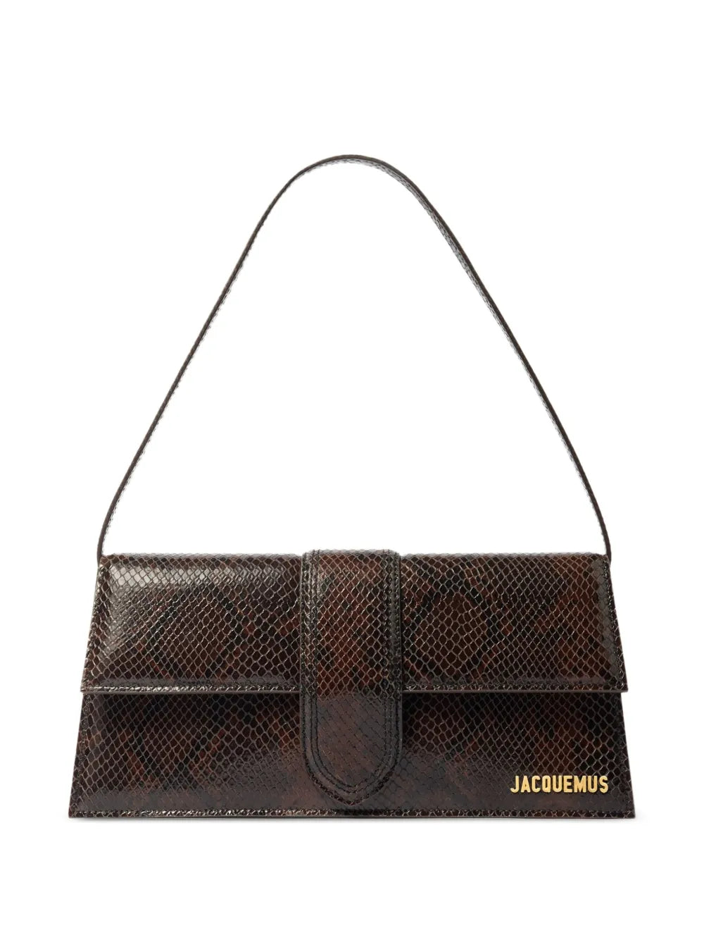 Jacquemus Le Chouchou Snakeskin Leather Flap Shoulder Bag — Same as shown — Size One Size — Front View