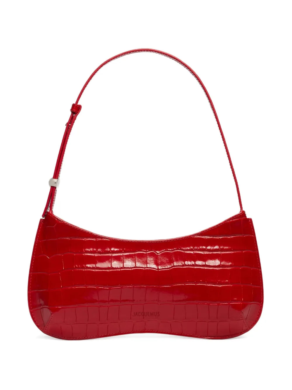 Jacquemus Le Bisou Crocodile Embossed Zip Shoulder Bag — Same as shown — Size One Size — Front View