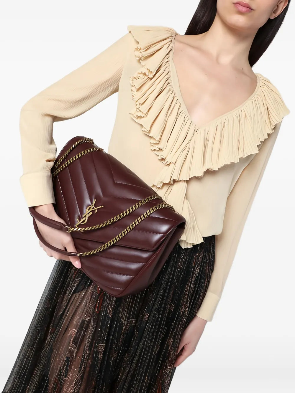 Saint Laurent Large Loulou Quilted Shoulder Bag — Same as shown — Size One Size — Side View