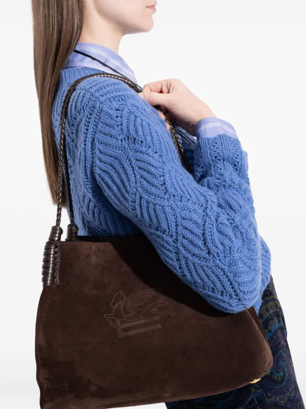 Etro Suede Shoulder Bag — Same as shown — Size One Size — Side View