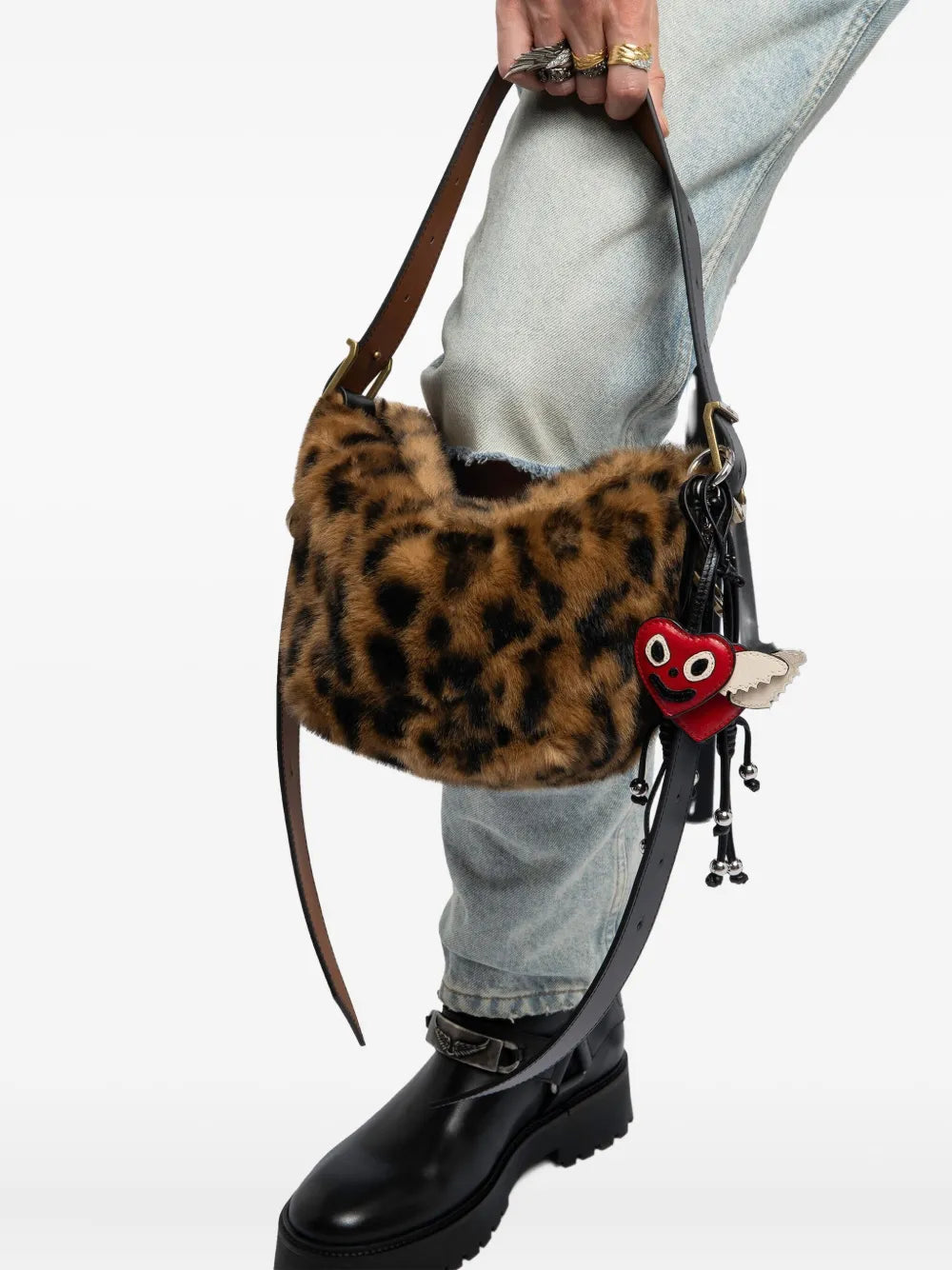 Zadigvoltaire Leopard Print Shoulder Bag — Same as shown — Size One Size — Side View