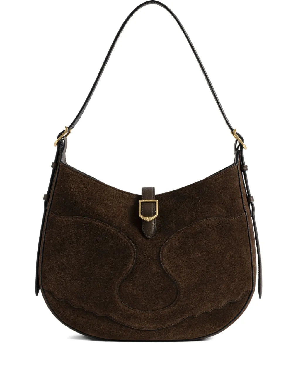 Zadigvoltaire Suede Curved Shoulder Bag — Same as shown — Size One Size — Front View