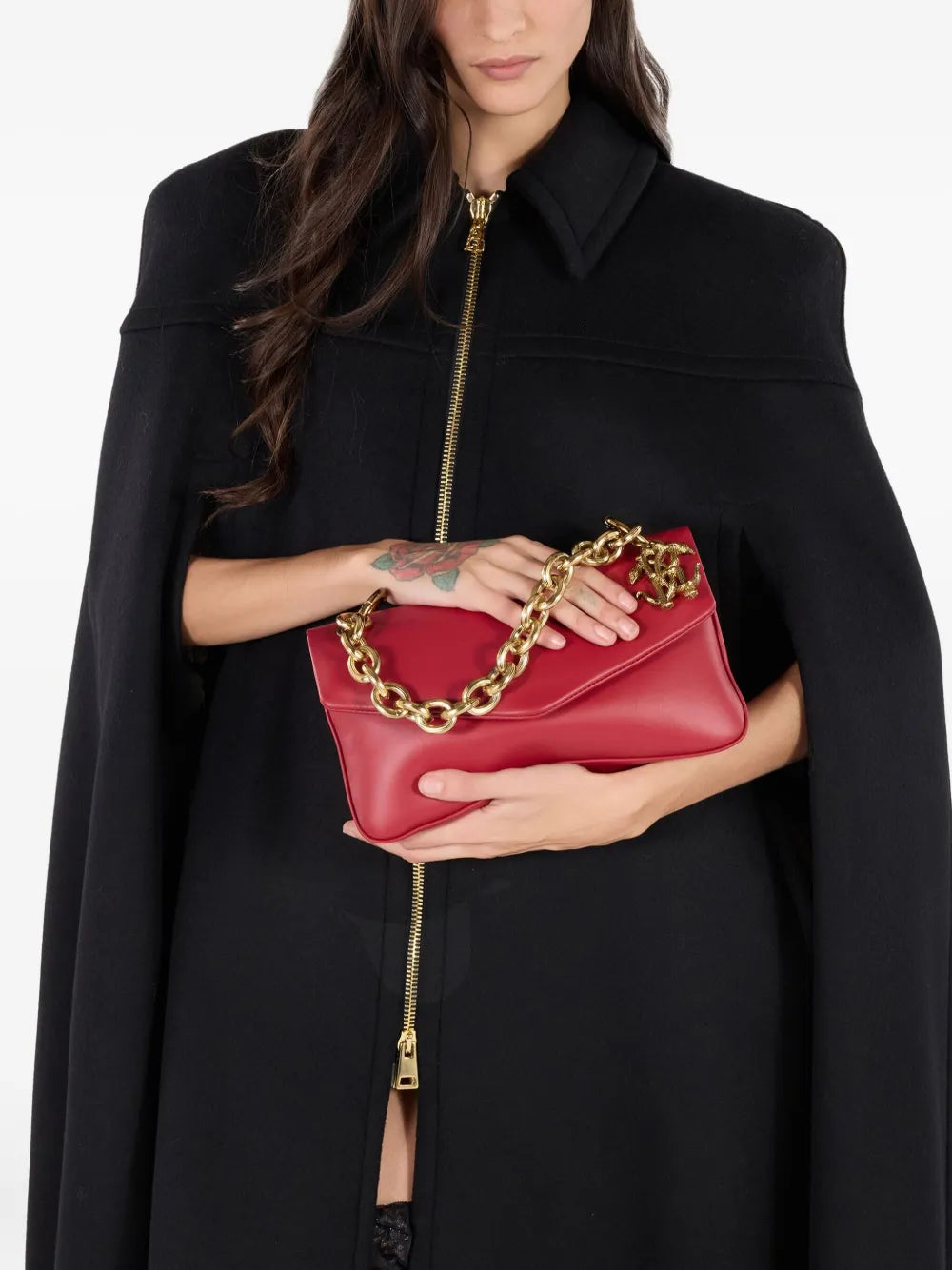 Roberto Cavalli Leather Shoulder Bag — Same as shown — Size One Size — Back View