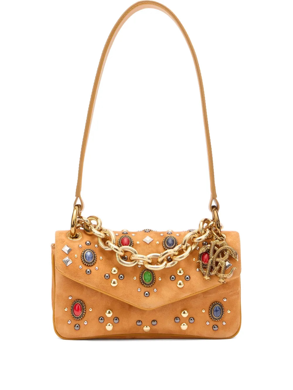Roberto Cavalli Stone Embellished Shoulder Bag — Same as shown — Size One Size — Front View