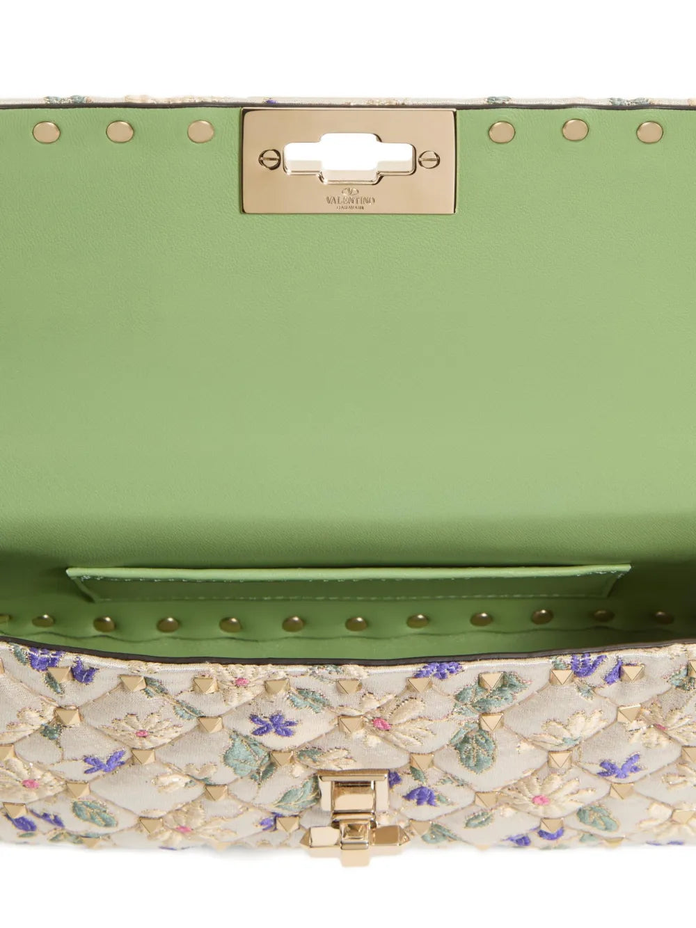 Valentino Garavani Small Rockstud Spike Jacquard Shoulder Bag — Same as shown — Size One Size — Top View