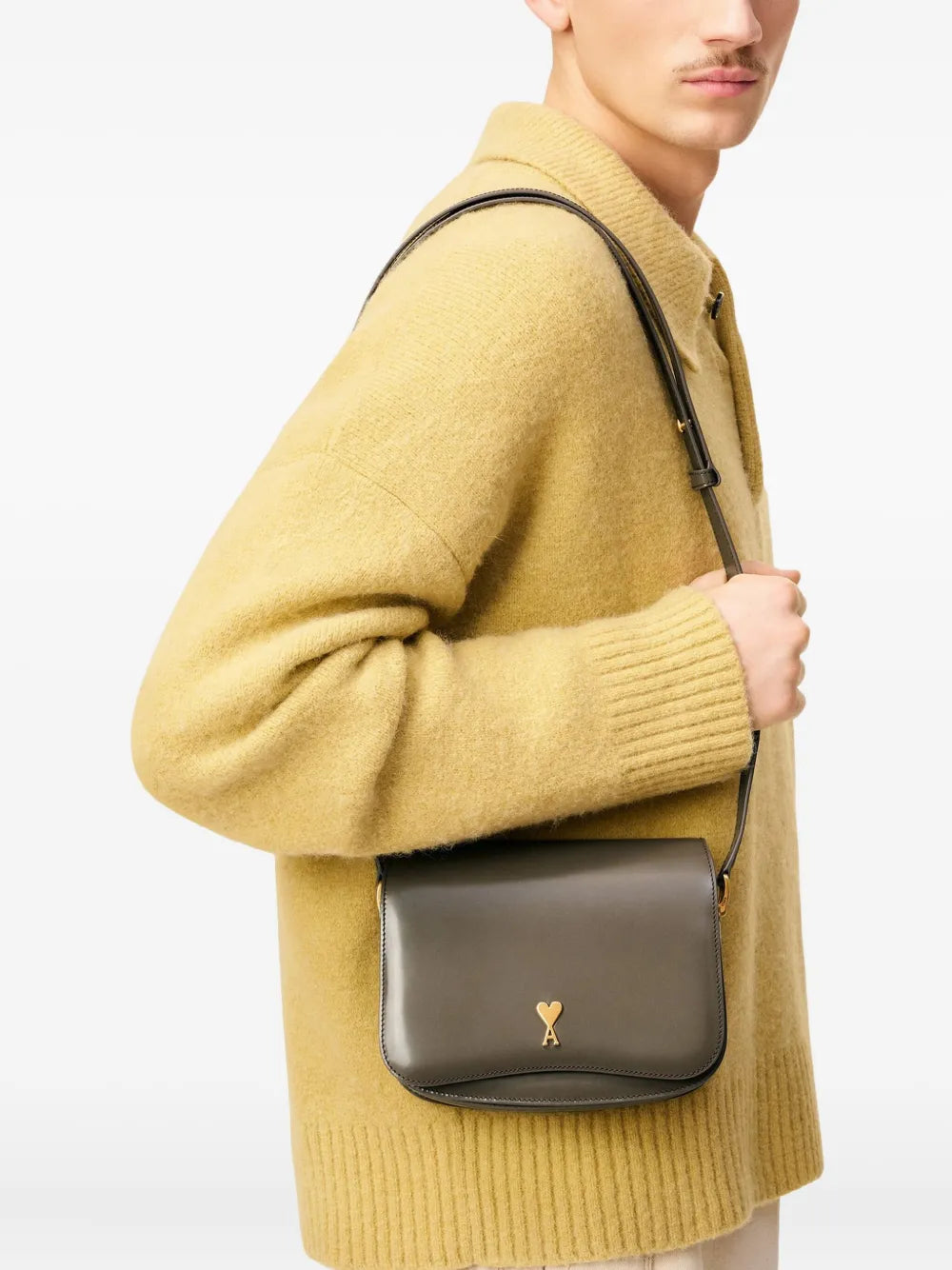 Ami Paris Paris Paris Glazed Leather Bag — Same as shown — Size One Size — Side View