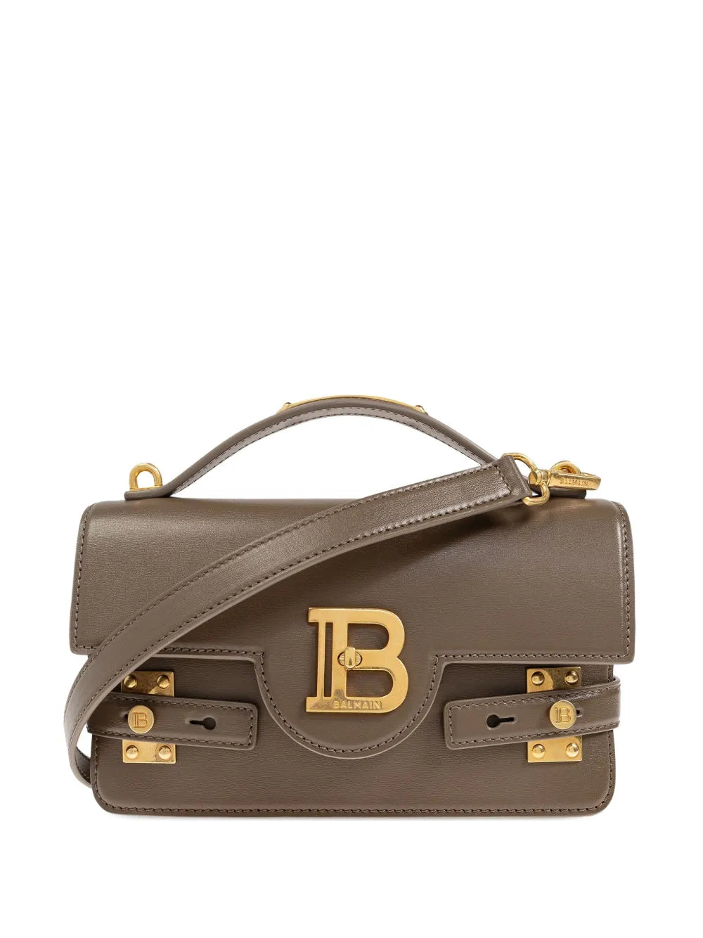 Balmain Logo Plaque Leather Shoulder Bag — Same as shown — Size One Size — Front View