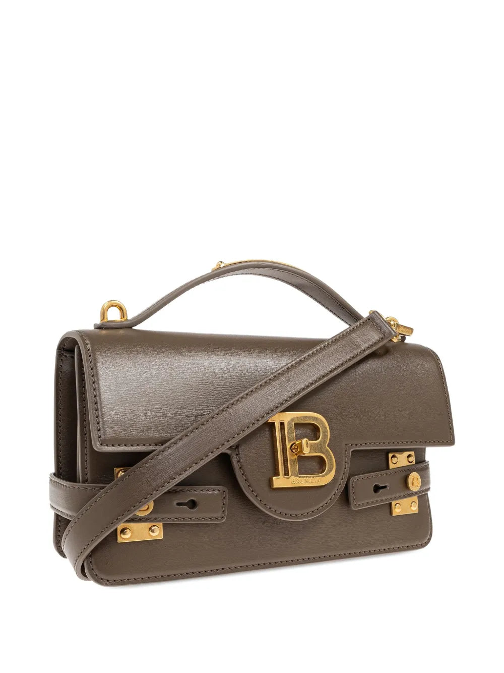 Balmain Logo Plaque Leather Shoulder Bag — Same as shown — Size One Size — Top View