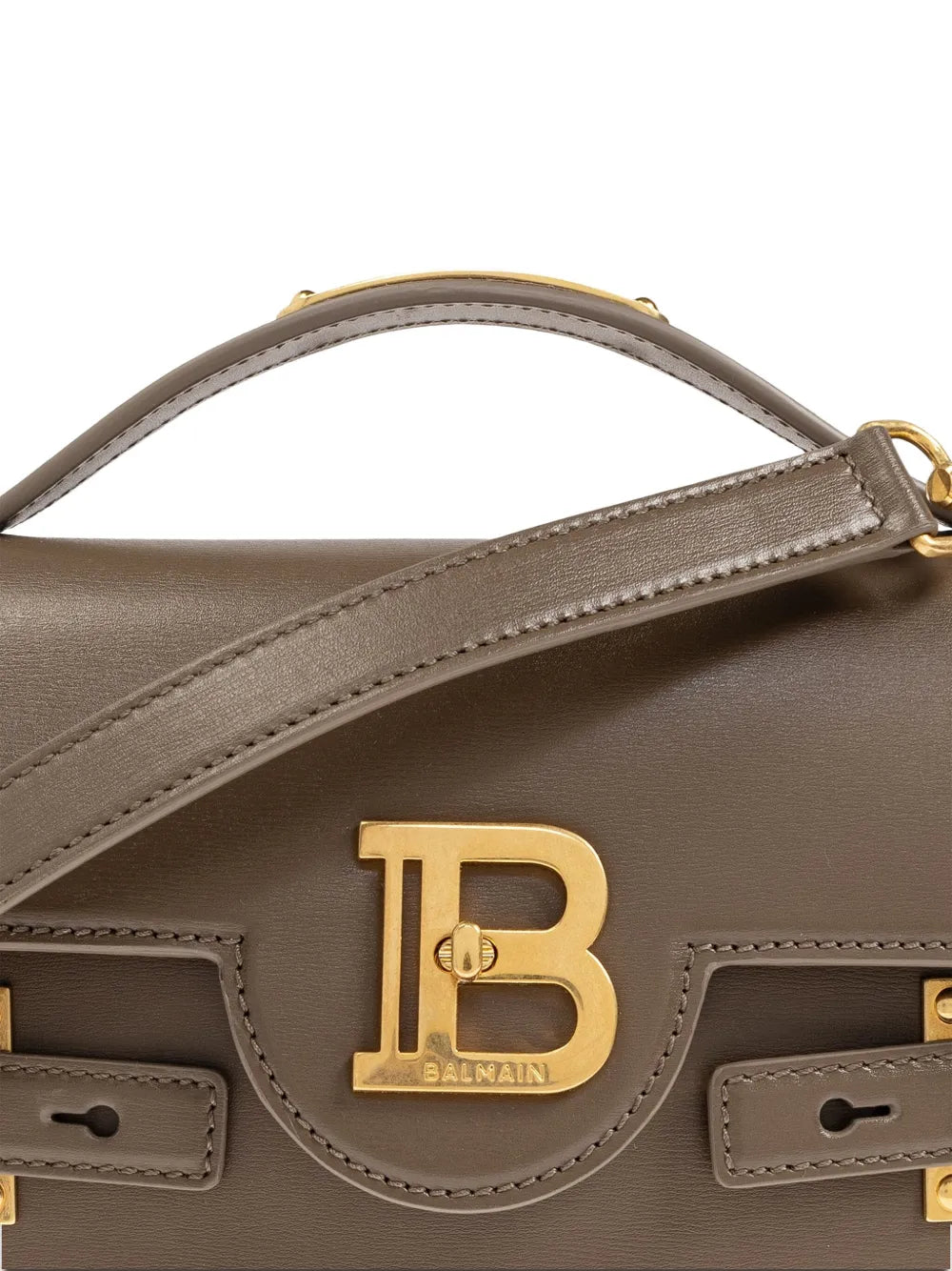 Balmain Logo Plaque Leather Shoulder Bag — Same as shown — Size One Size — Detail View