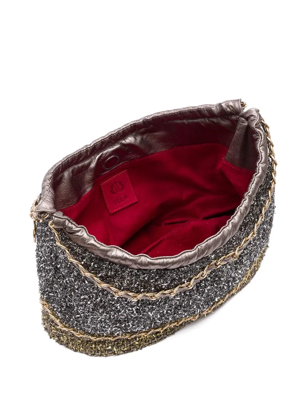 Isla Chain Embellished Textured Shoulder Bag — Same as shown — Size One Size — Top View