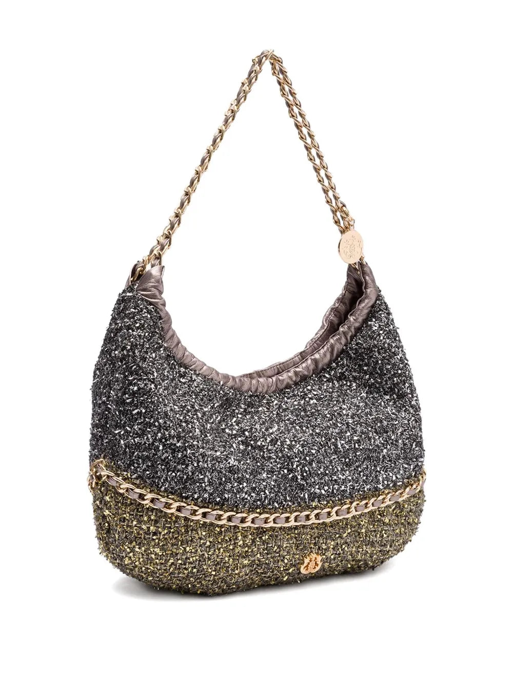 Isla Chain Embellished Textured Shoulder Bag — Same as shown — Size One Size — Back View
