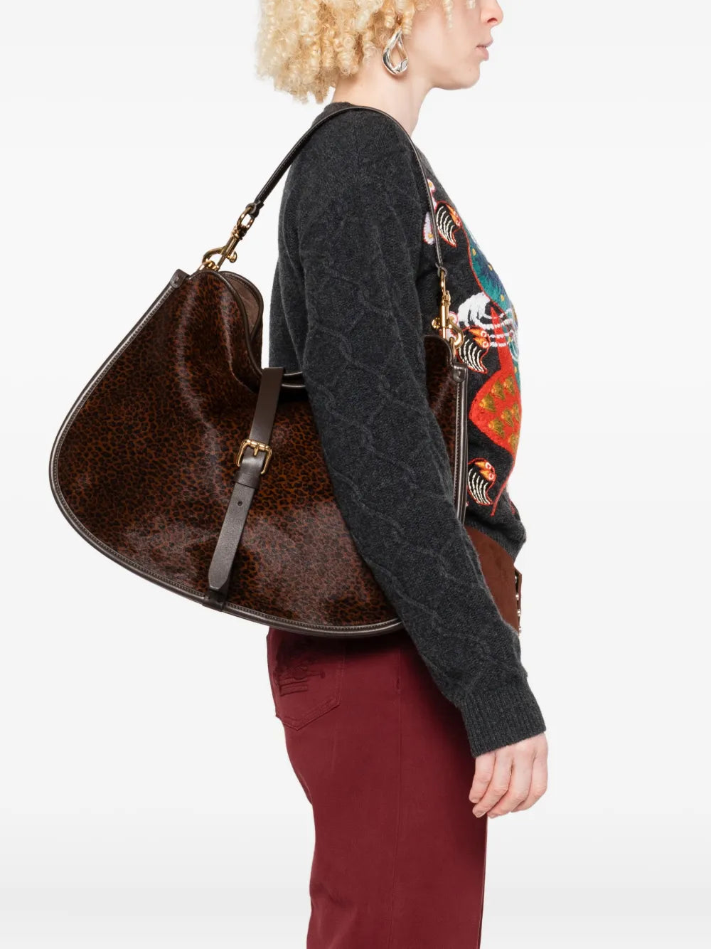 Etro Medium Leopard Print Shoulder Bag — Same as shown — Size One Size — Side View