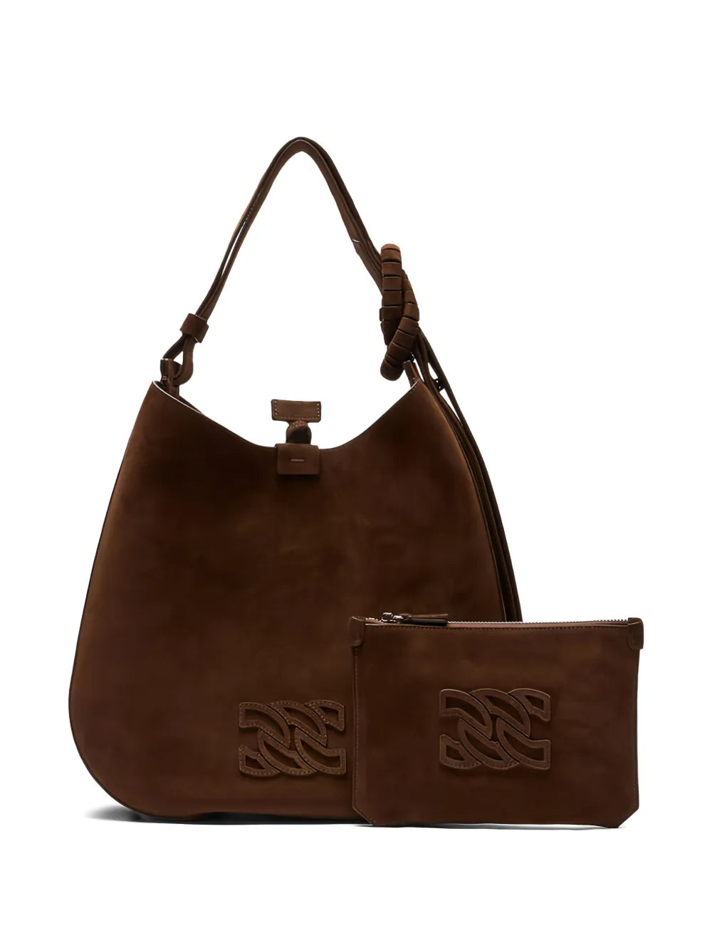 Casadei Knotted Suede Shoulder Bag — Same as shown — Size One Size — Front View