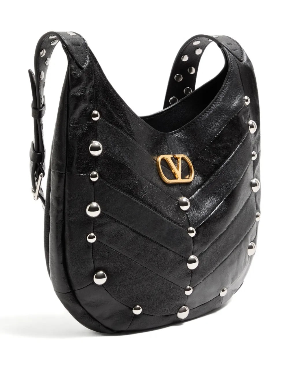 Valentino Garavani Small Hoboho Chevron Quilted Studded Shoulder Bag — Same as shown — Size One Size — Back View
