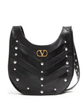 Valentino Garavani Chevron Pattern Stud Embellished Shoulder Bag — Same as shown — Size One Size — Front View