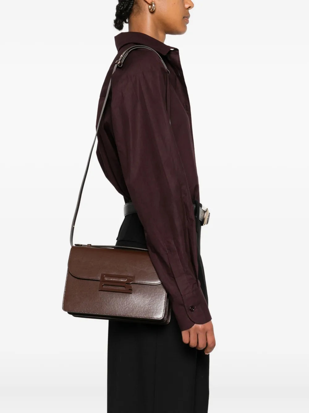 Victoria Beckham Dorian Leather Shoulder Bag — Same as shown — Size One Size — Side View