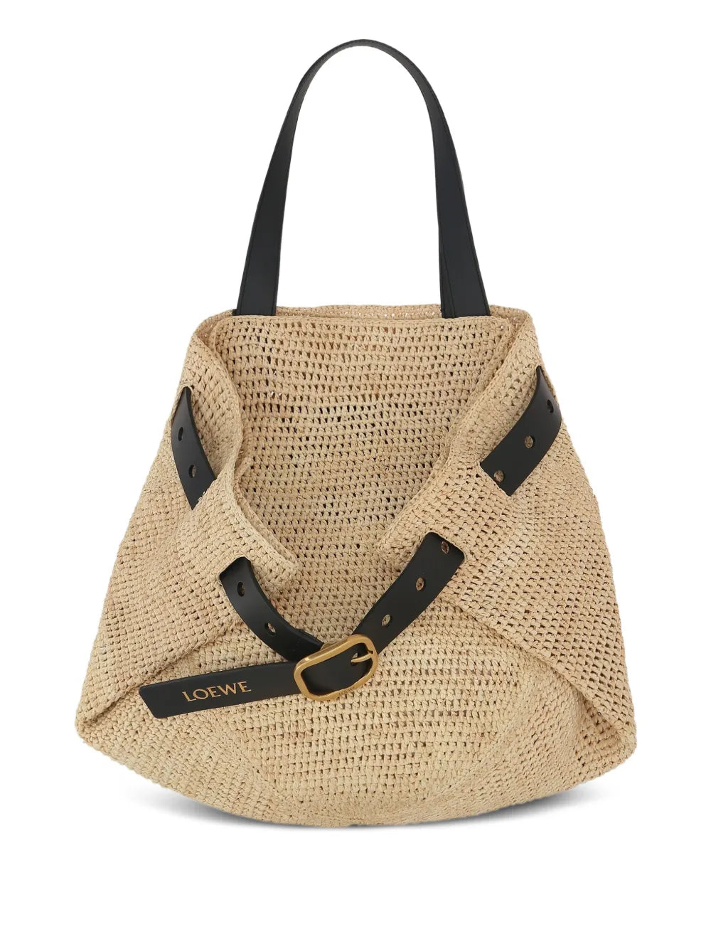 Loewe Medium Punch Hole Raffia Shoulder Bag — Same as shown — Size One Size — Front View