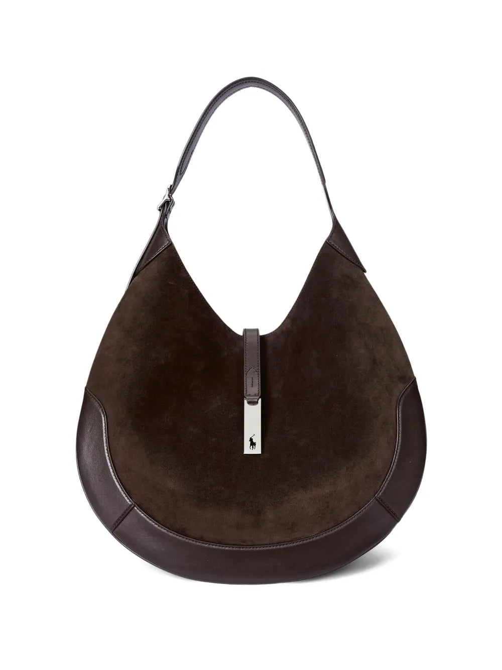 Polo Ralph Lauren Large Polo Id Suede Shoulder Bag — Same as shown — Size One Size — Front View