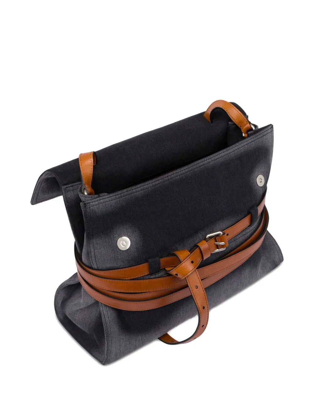 Moschino Leather Trimmed Denim Shoulder Bag — Same as shown — Size One Size — Back View