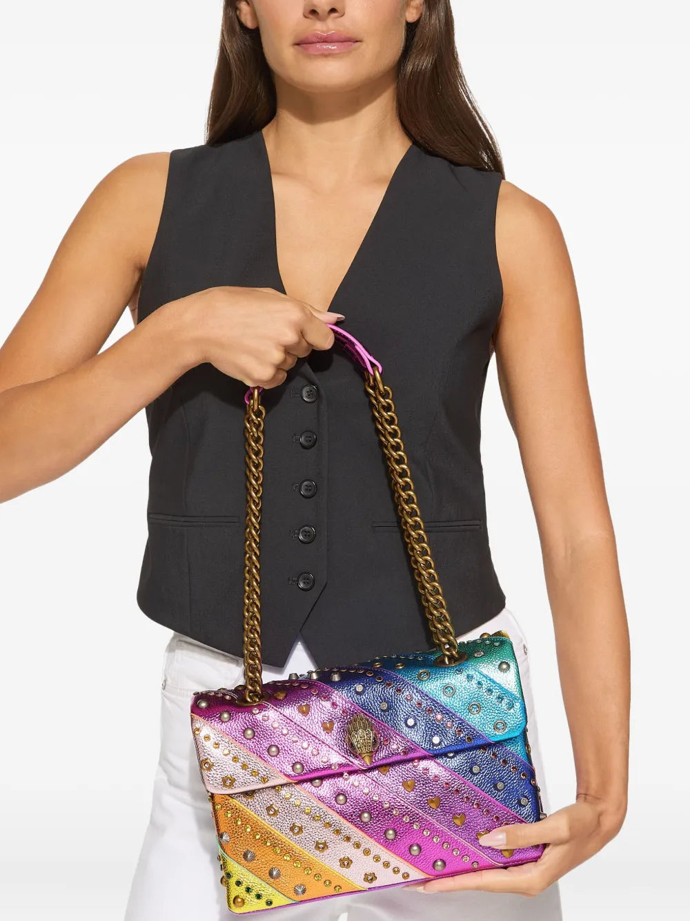Kurt Geiger London Large Kensington Studded Shoulder Bag — Same as shown — Size One Size — Side View