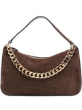 Twinset Liliane Chain Embellished Suede Shoulder Bag — Same as shown — Size One Size — Front View