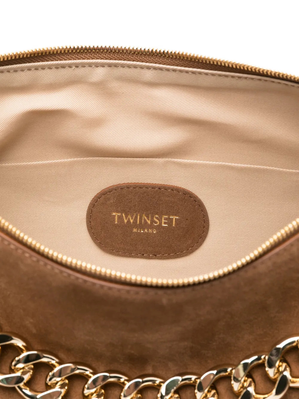 Twinset Liliane Chain Embellished Suede Shoulder Bag — Same as shown — Size One Size — Top View