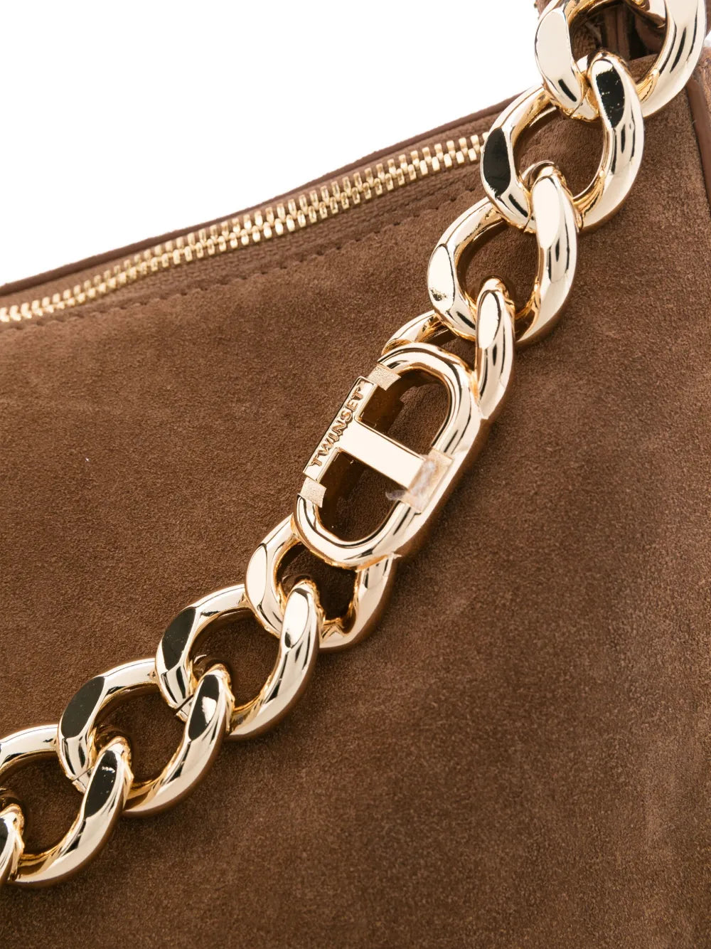 Twinset Liliane Chain Embellished Suede Shoulder Bag — Same as shown — Size One Size — Back View