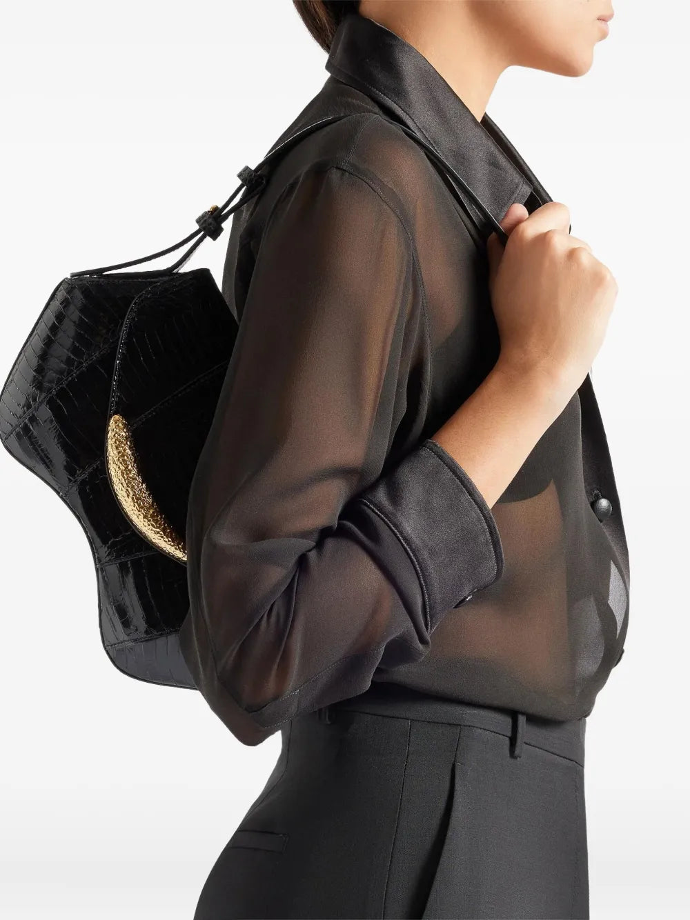 Giuseppe Zanotti Gz Day And Night Snakeskin Curved Shoulder Bag — Same as shown — Size One Size — Side View