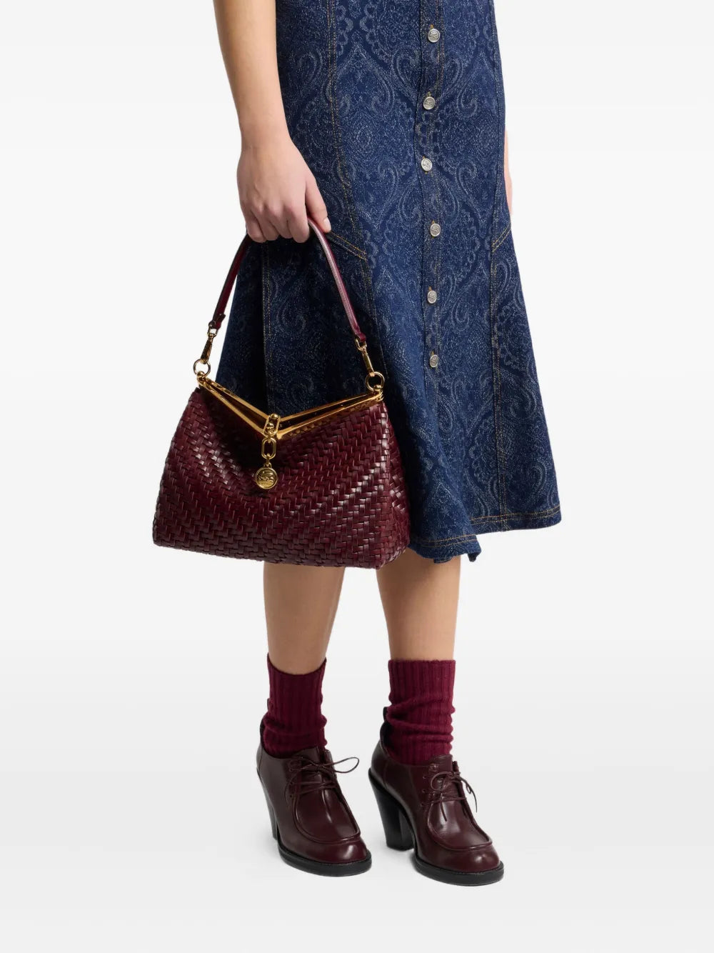 Etro Vela Woven Leather Shoulder Bag — Same as shown — Size One Size — Side View