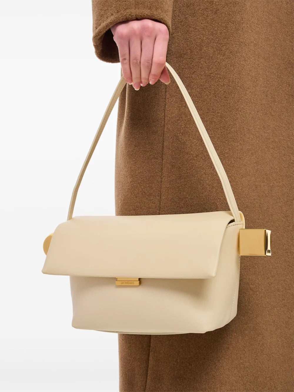 Jacquemus Metallic Clasp Leather Shoulder Bag — Same as shown — Size One Size — Side View
