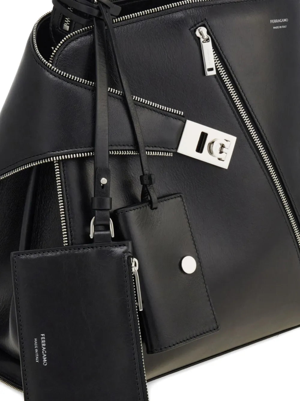 Ferragamo Large Hug Zip Detail Shoulder Bag — Same as shown — Size One Size — Detail View
