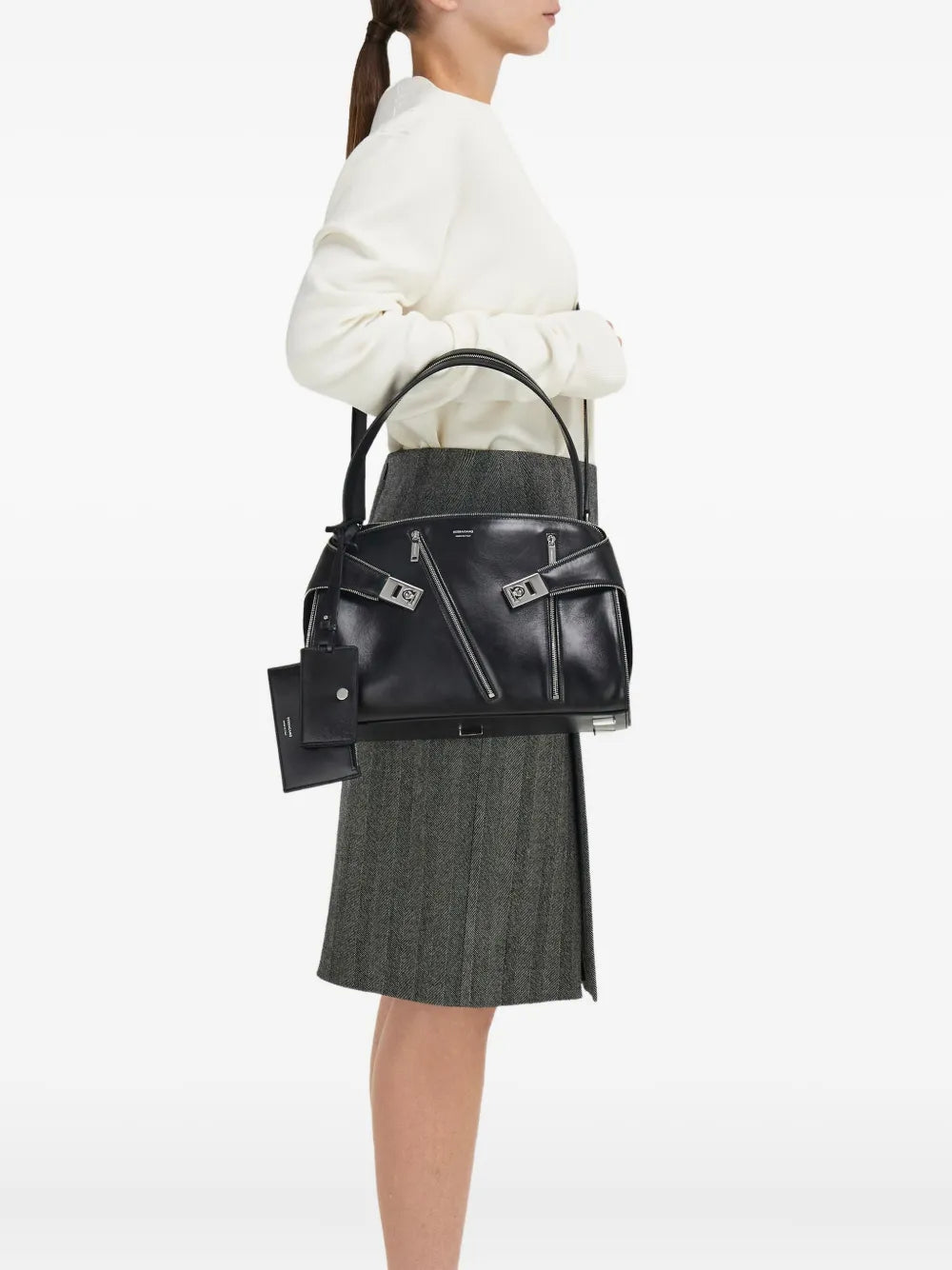 Ferragamo Medium Hug Soft Zip Detail Shoulder Bag — Same as shown — Size One Size — Side View