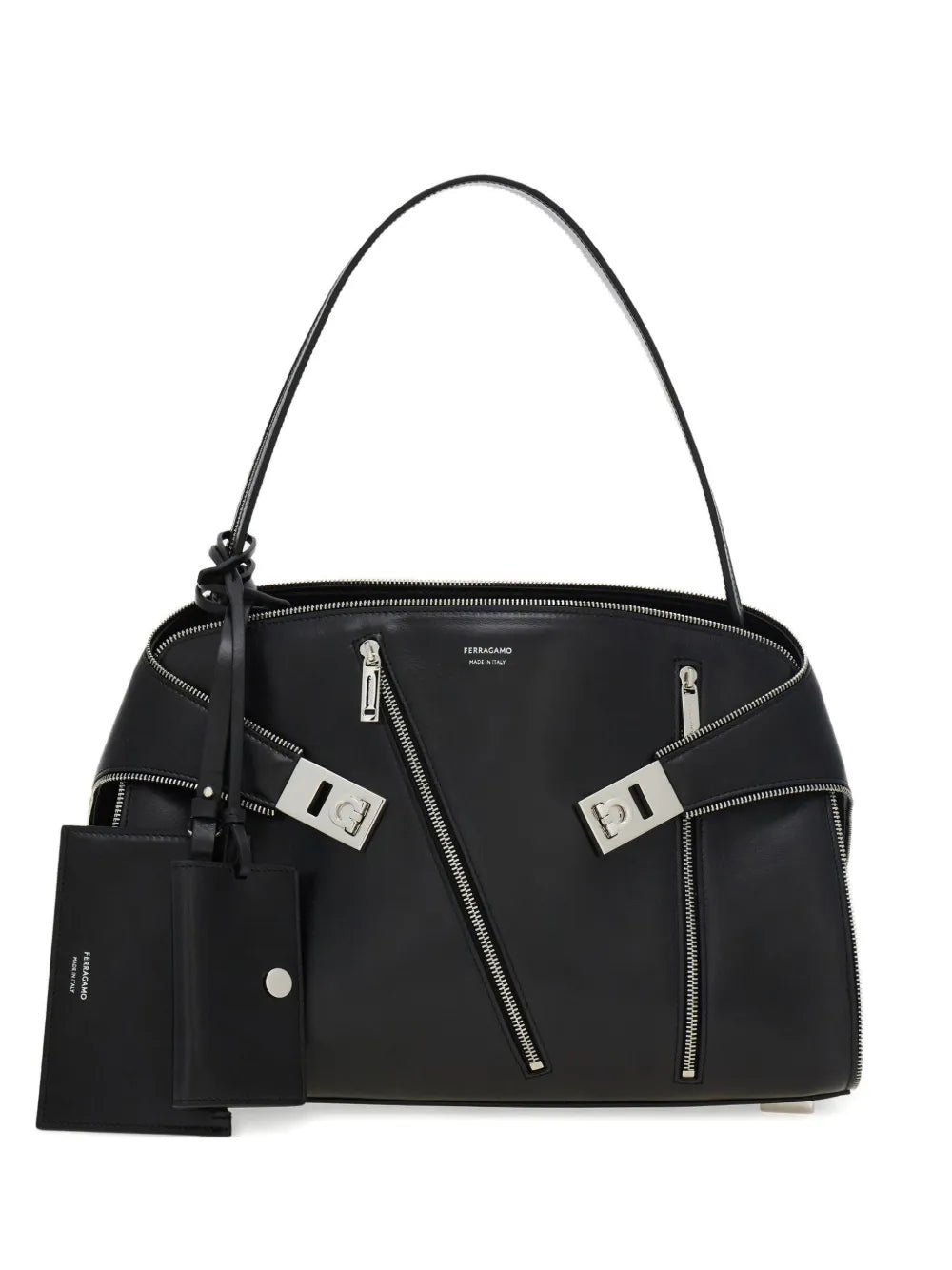 Ferragamo Medium Hug Soft Zip Detail Shoulder Bag — Same as shown — Size One Size — Front View