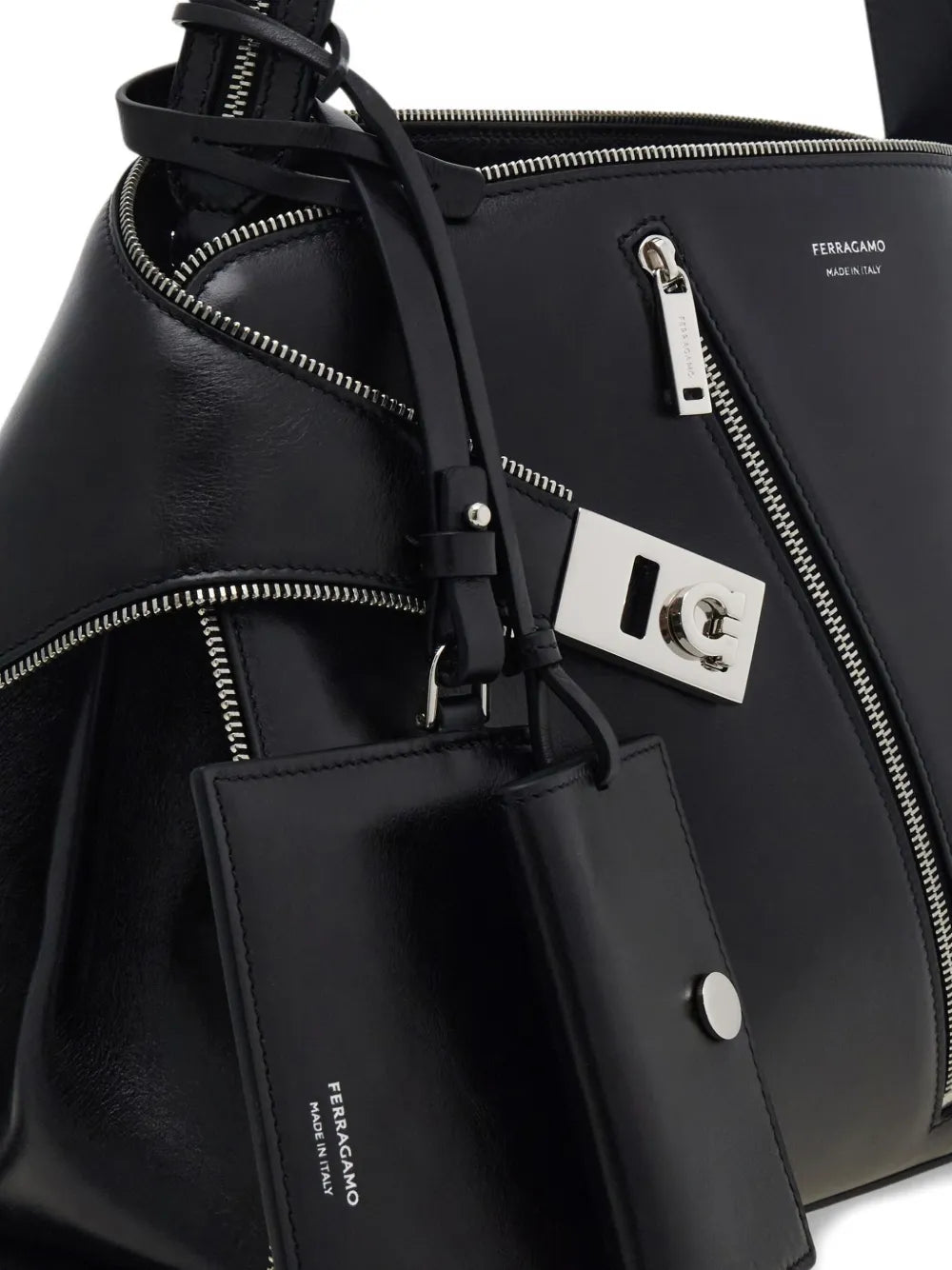 Ferragamo Medium Hug Soft Zip Detail Shoulder Bag — Same as shown — Size One Size — Detail View