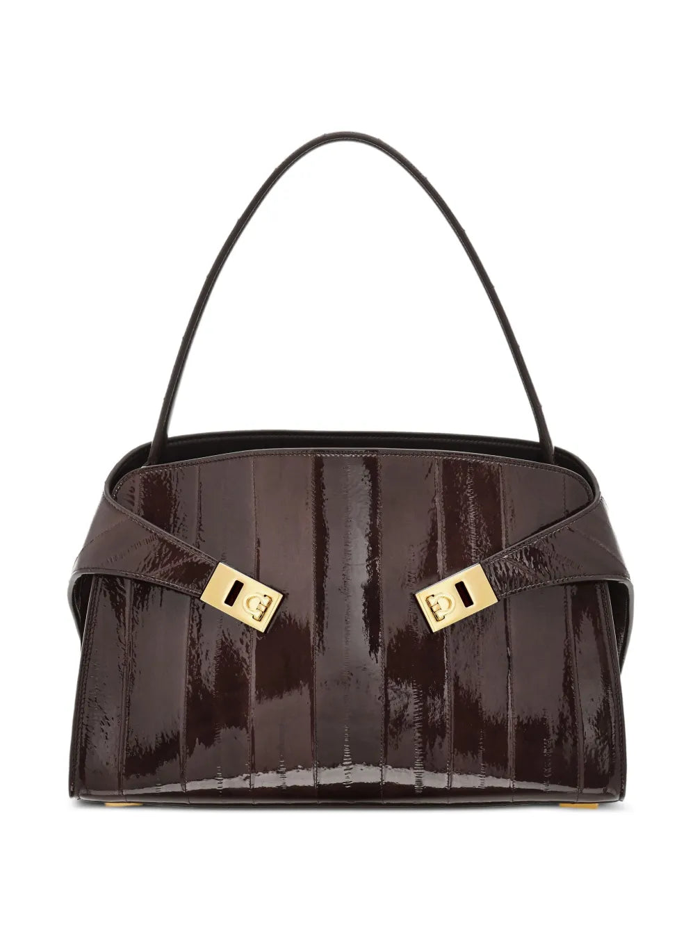 Ferragamo Medium Hug Gancini Buckles Eel Skin Shoulder Bag — Same as shown — Size One Size — Front View