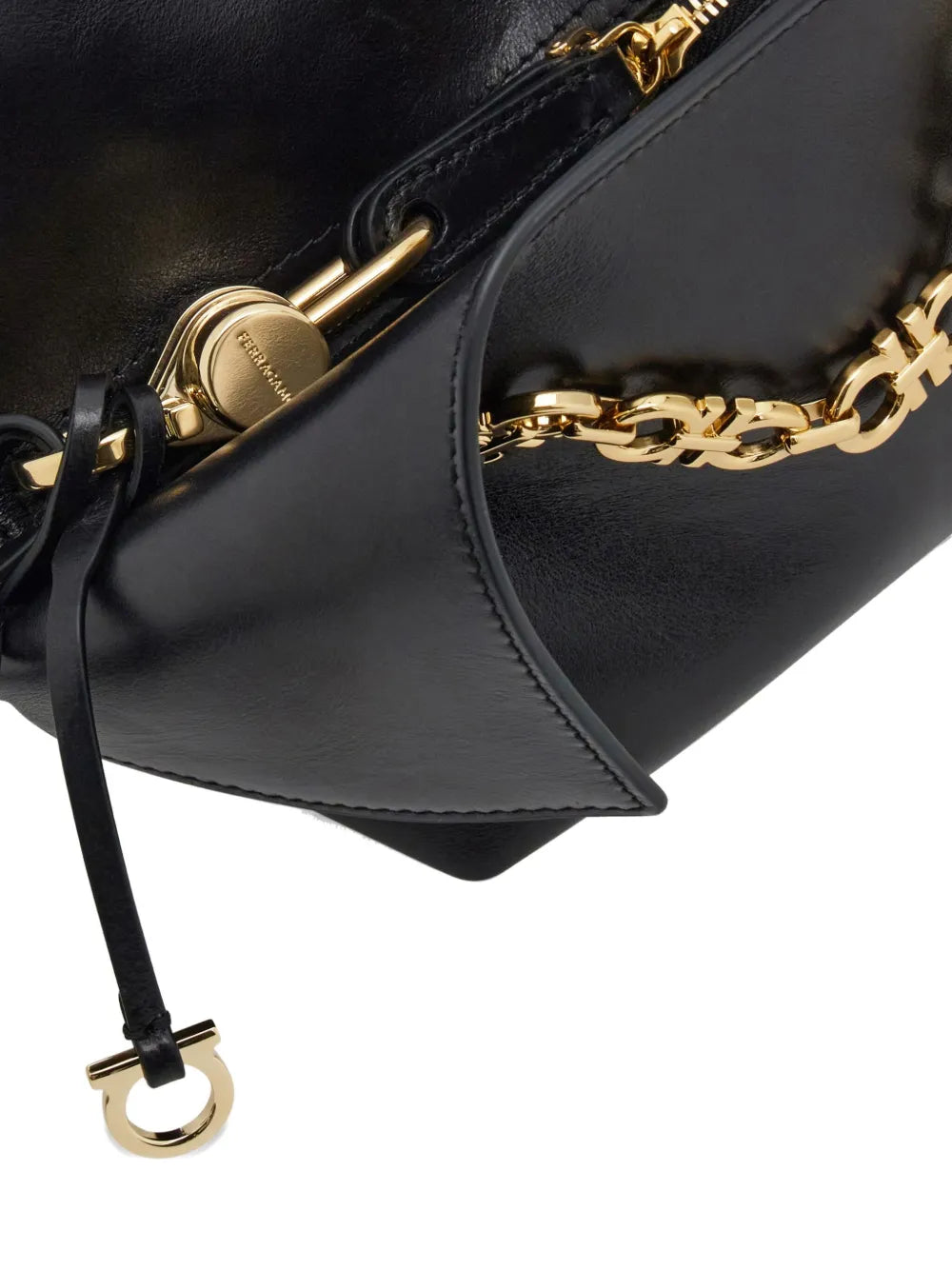 Ferragamo Folded Chain Link Shoulder Bag — Same as shown — Size One Size — Top View