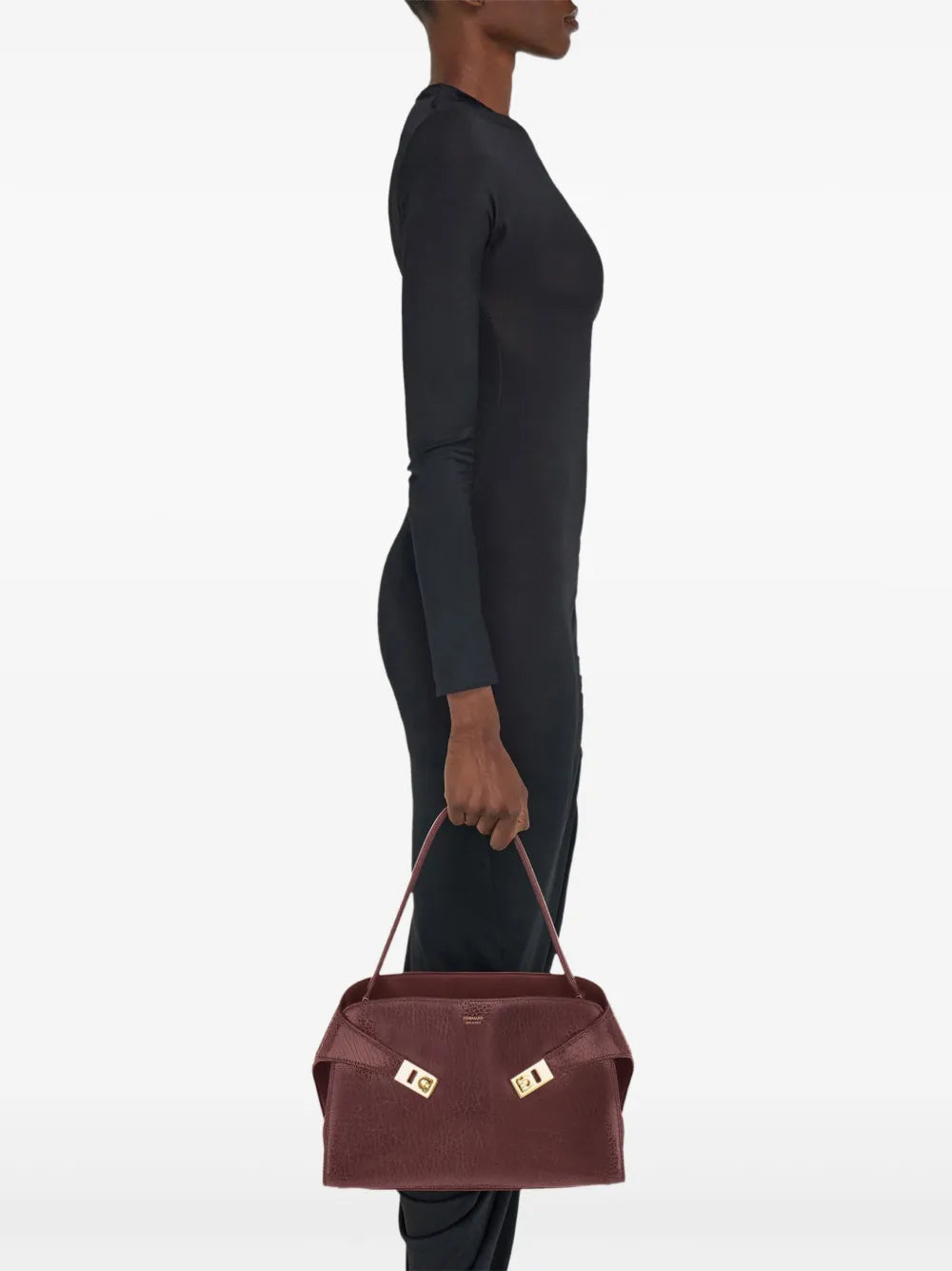 Ferragamo Medium Hug Leather Shoulder Bag — Same as shown — Size One Size — Side View