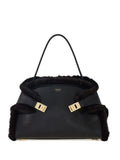 Ferragamo Medium Hug Soft Fur Trimmed Shoulder Bag — Same as shown — Size One Size — Front View