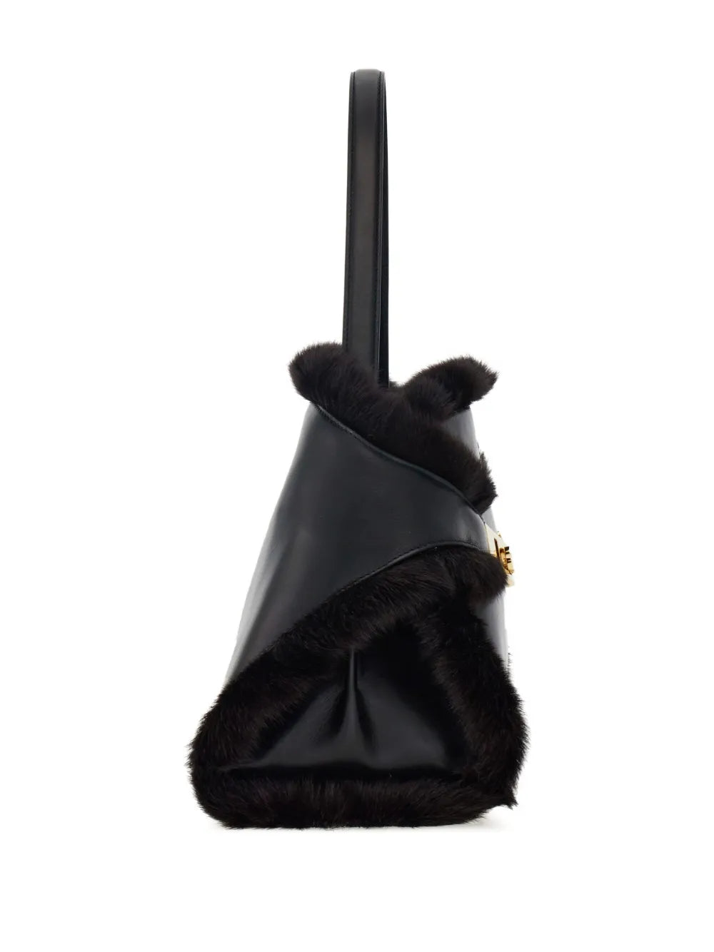Ferragamo Medium Hug Soft Fur Trimmed Shoulder Bag — Same as shown — Size One Size — Back View