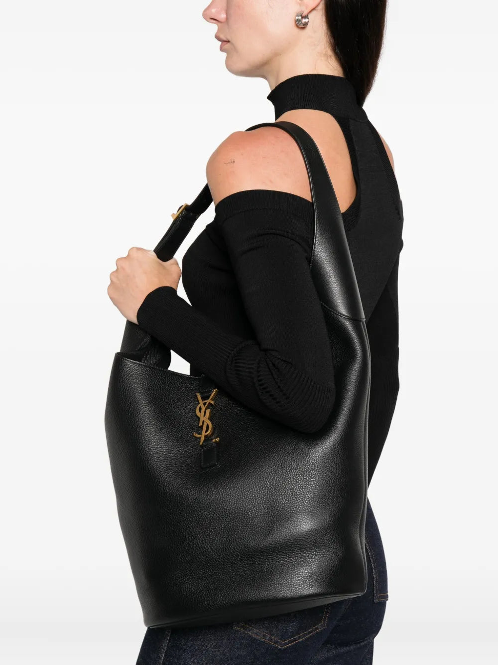Saint Laurent Logo Plaque Shoulder Bag — Same as shown — Size One Size — Side View